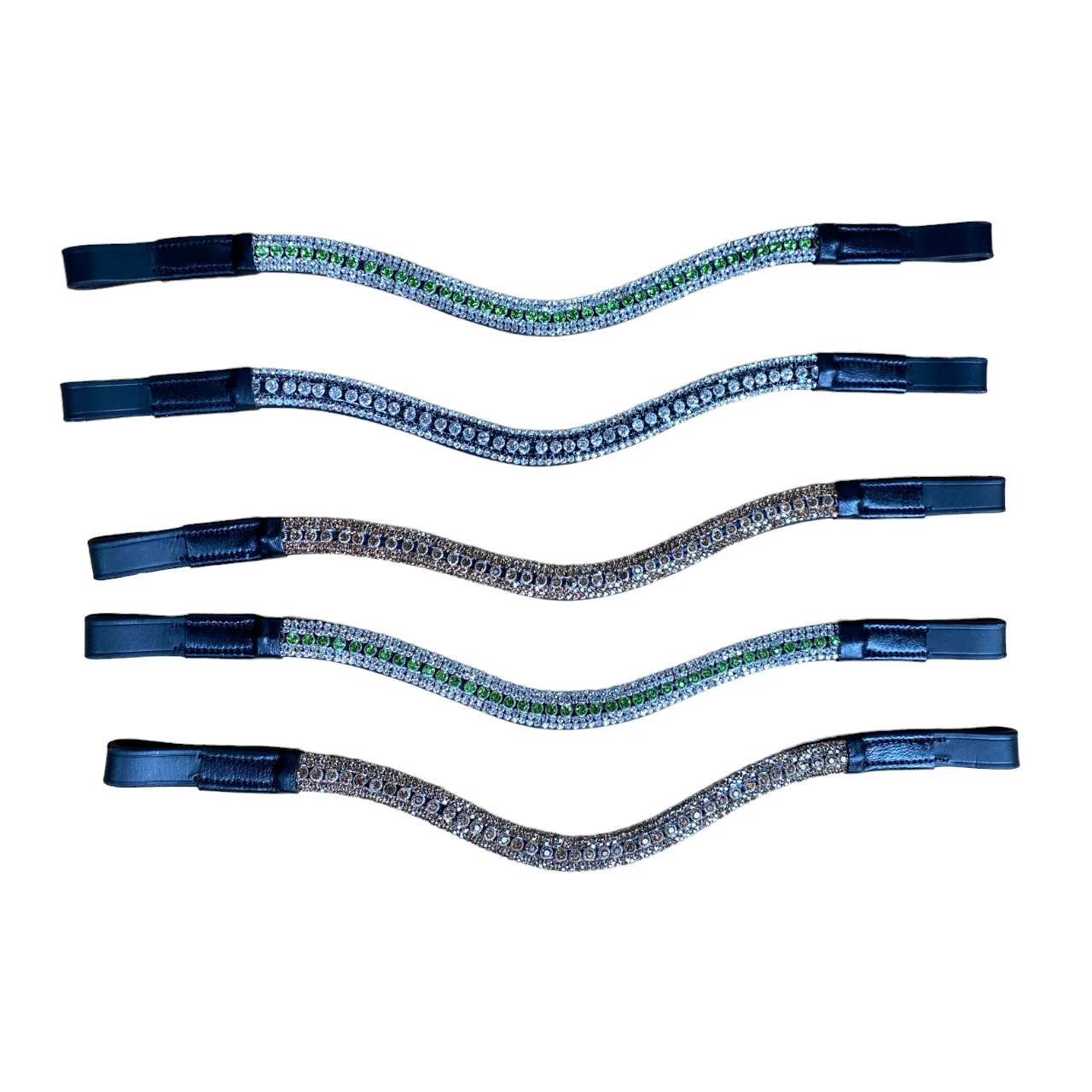 EQUINE LEATHER HORSE BRIDLE  BROWBANDS WITH FIVE ROW CRYSTALS  FOR HORSE ACCESSORIES WHOLESALE EQUESTRIAN HORSE EQUIPMENT