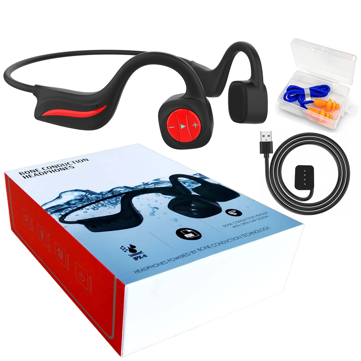 Best Bone Conduction Swimming Headphones Wireless Underwater Headsets with MP3 Designed for Swimming Training