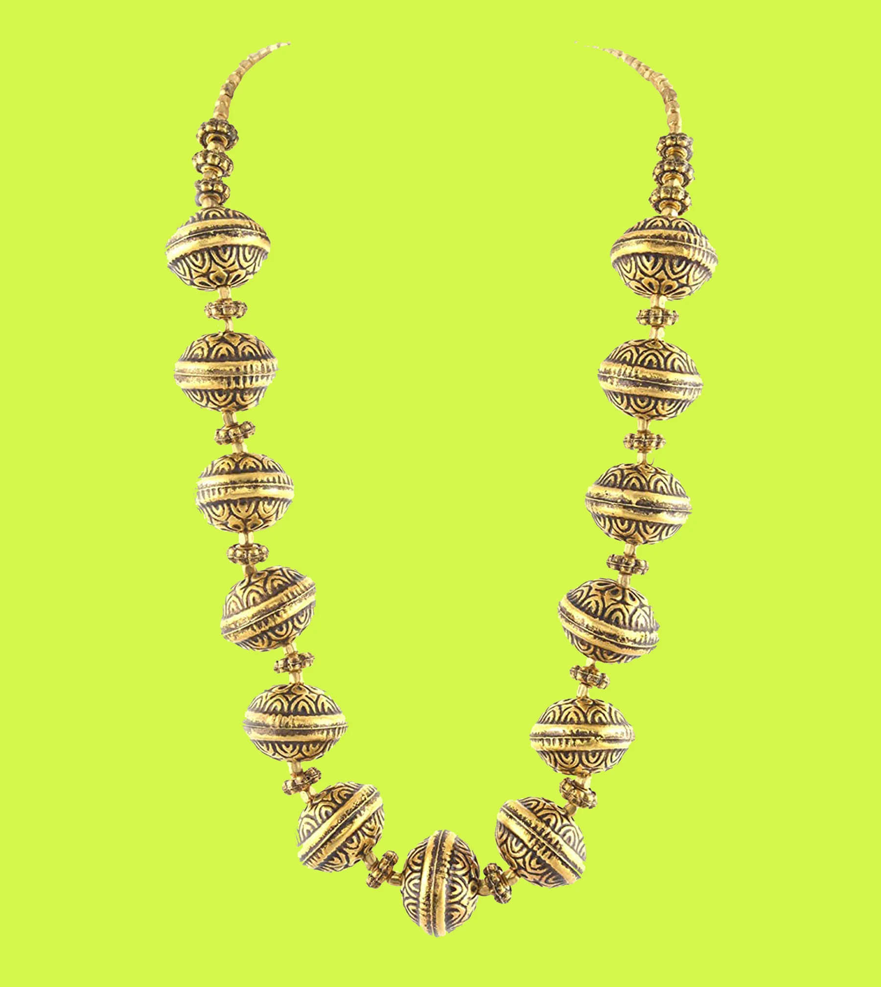 Golden Stranded Necklace Top Quality Brass Beaded Boho Fashion Jewelry Antique Design Light Weight Lead Free Necklace for womens