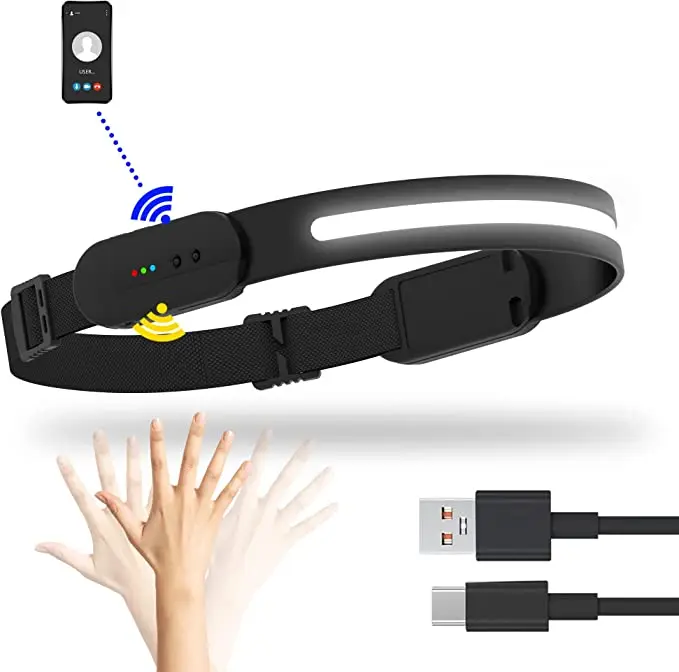 Rechargeable 230 Wide Beam Bright Headlight with Motion Sensor New Phone Music Function Light Waterproof