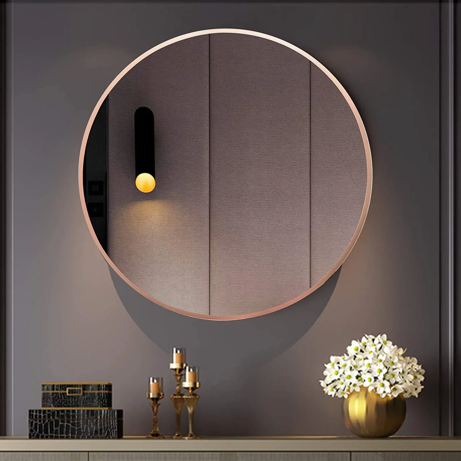 Luxury Aluminum Alloy Frame Large Size Full Body Mirror Modern Home Decor Bathroom Oval Black Mirror