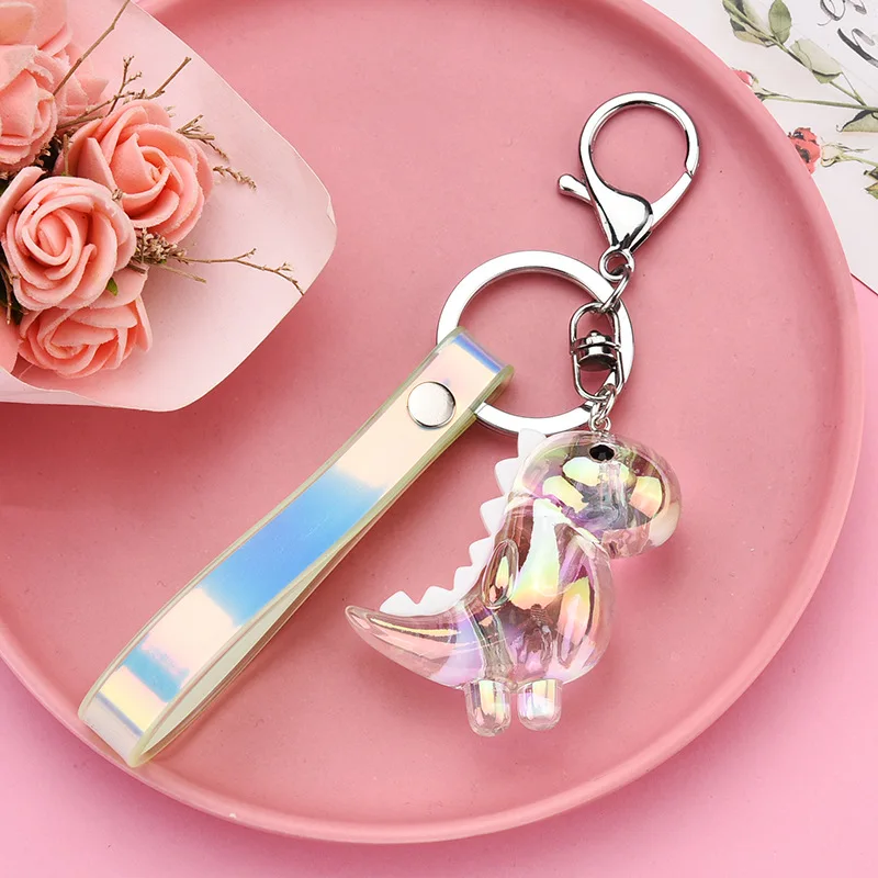 New Acrylic Dinosaur Doll Keychain Cute Animal Charm Key Chains Creative Car Bag Pendant Keyring