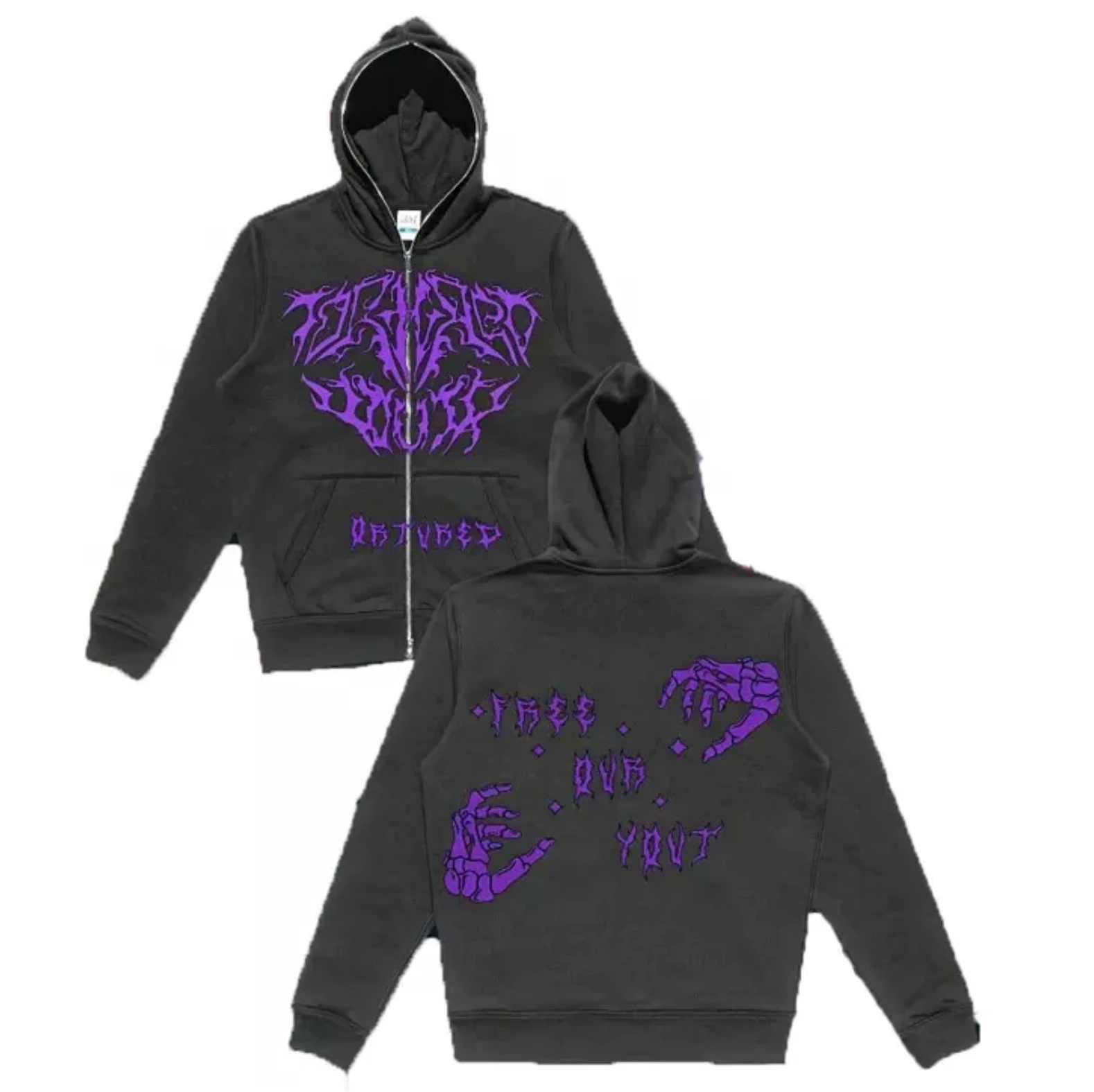 New Arrivals Men Autumn Custom Puff Printing Street Long Sleeve Slim Fit Solid Color Casual Tops Dark Grey Men Stylish Hoodies