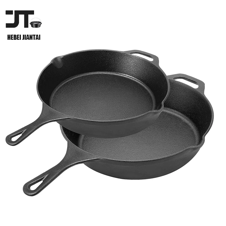Pre-Seasoned Cast Iron Skillet 3 Pieces Kitchen Frying Pan Nonstick Cookware Set w/Drip Spout, For Electric Stovetop