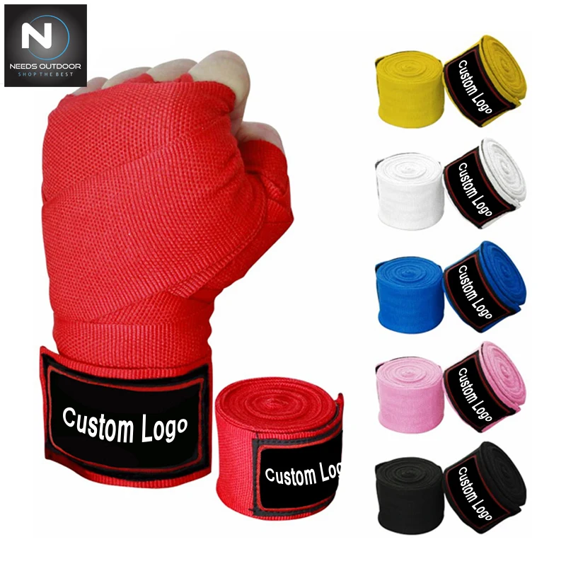 Custom Logo Low Price Inner Fitness Elastic Easy Cotton Tape Boxing Hand Wraps By NEEDS OUTDOOR