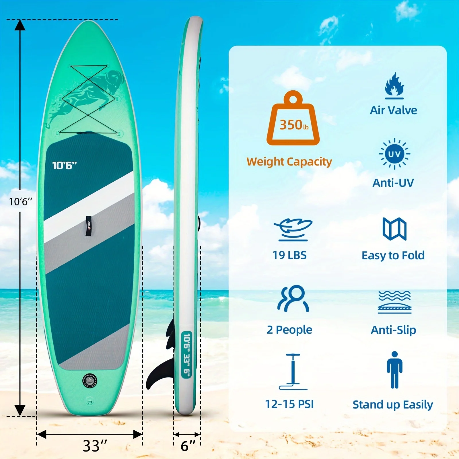 Inflatable Stand Paddle Board with SUP Accessories for Adults and Teens of All Skill Levels