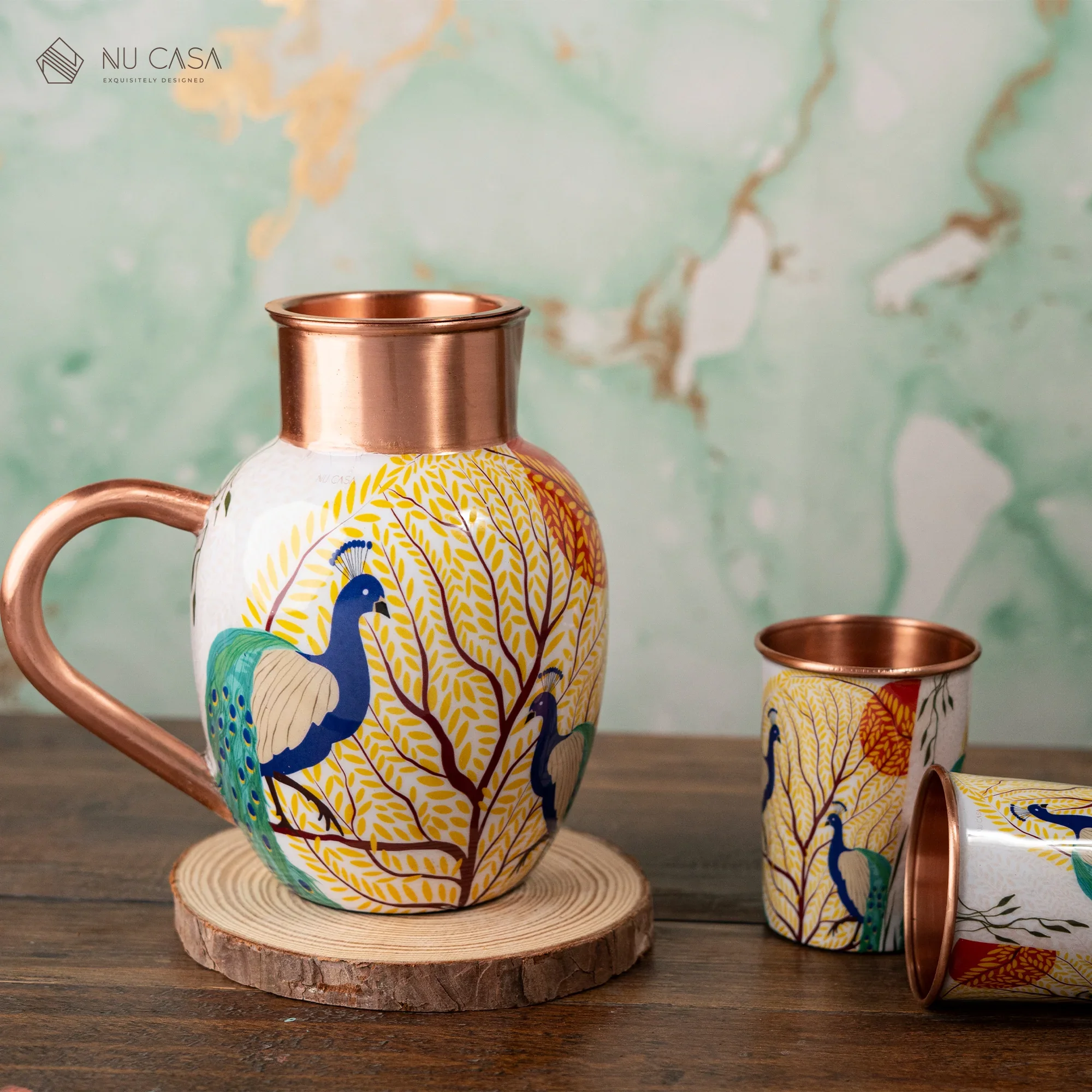 Hot Deal Pure Printed Copper Water Jug for Home Handmade Pitcher Low Price Sale Product
