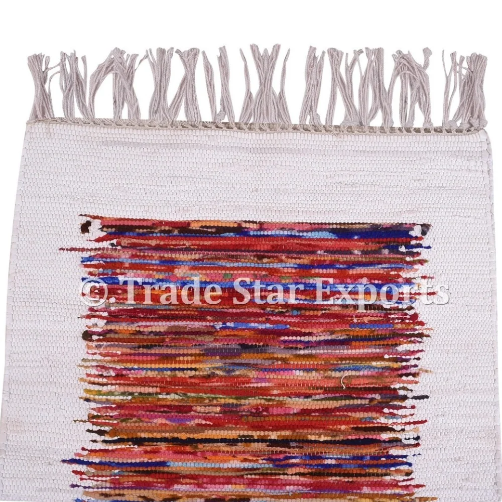 Indian Hand Loom Art Living Room Rugs Carpets Ethnic Dhurrie Vintage Chindi Rag Rug Chindi Cotton Rugs