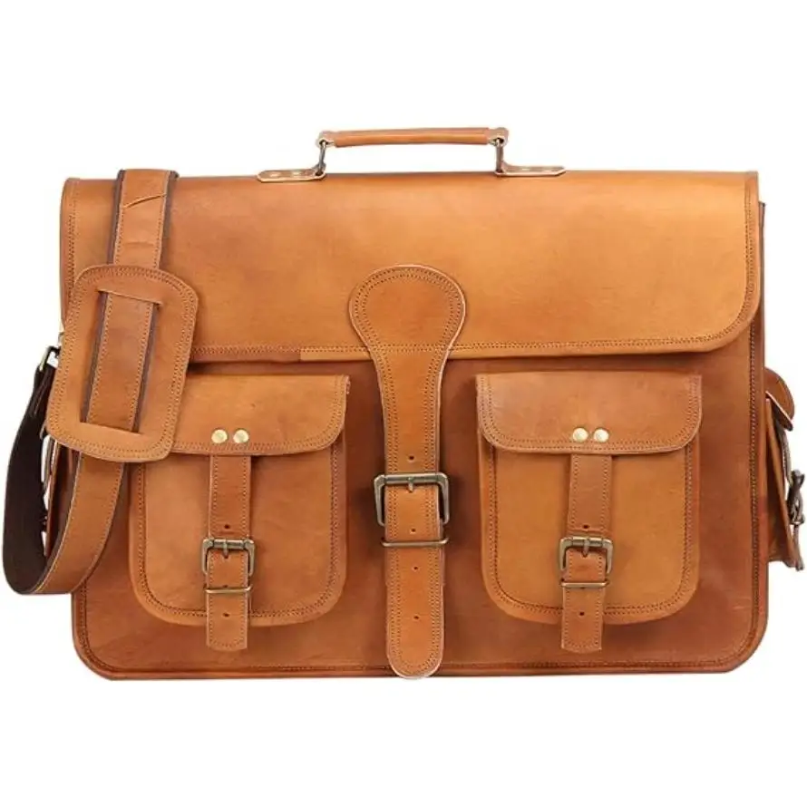 Leather Bag Design Business Laptop waterproof computer Handbag Coffee Men Bag Soft Sided Leather Briefcase Vintage Personalized