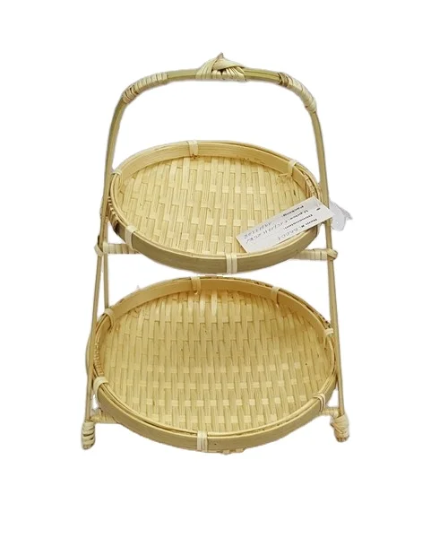 Natural bamboo tray 2/3 tier fruit tray for home and kitchen storage 100% bamboo material with best quality made in Vietnam