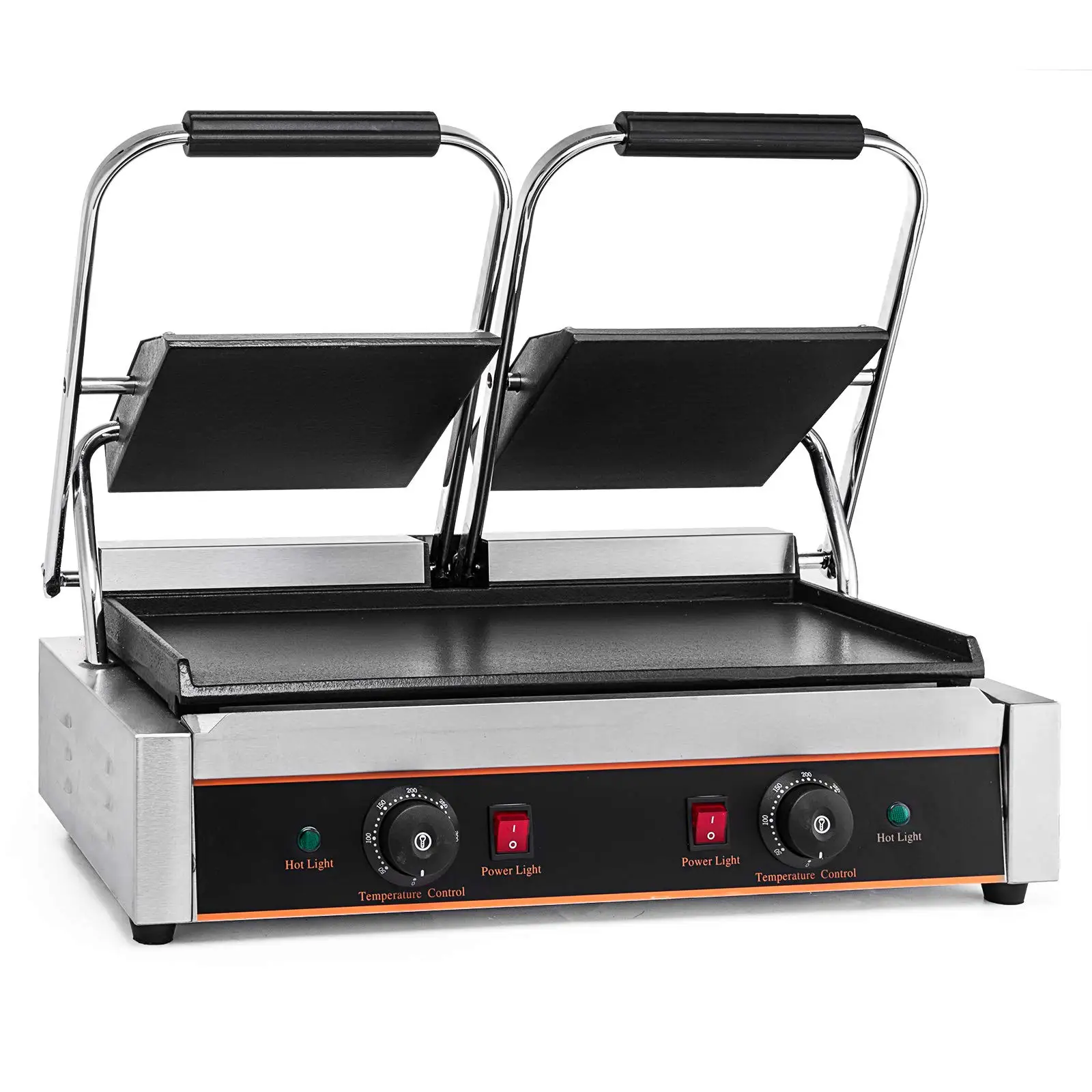 Commercial Double-Head Electric Sandwich Press Maker Stainless Steel Toaster & Panini Grill Digital Contact Outdoor Hotel Use