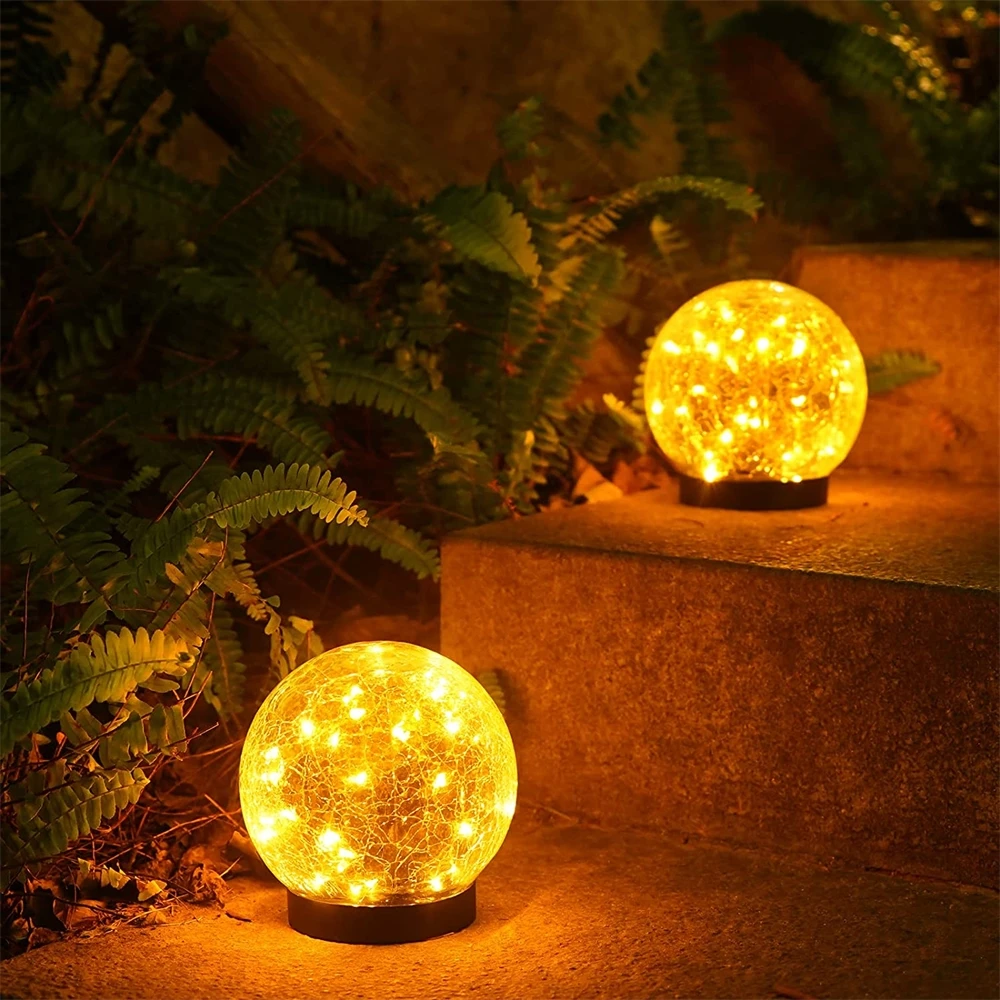 Factory wholesale Solar Cracked Glass Ball Buried led Patio Landscape Christmas Angel String Lights Decorative Lighting