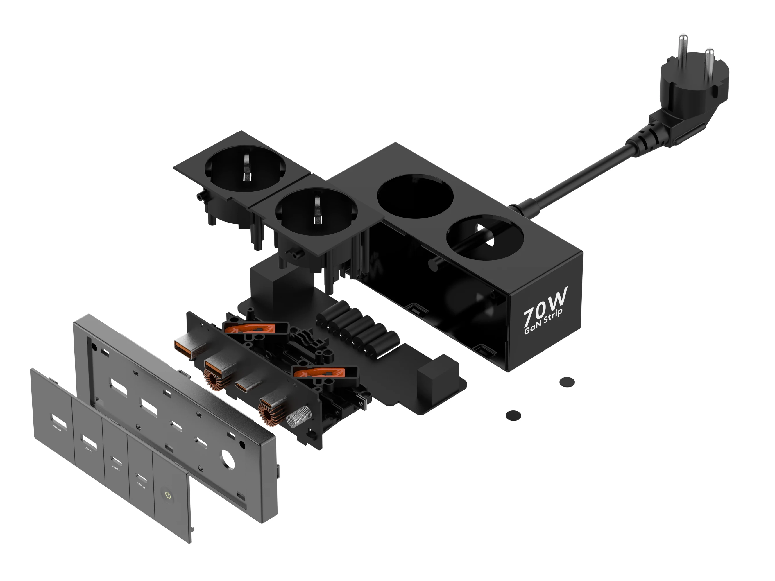 CB/CCC/ETL/PSE/ FCC/CE Factory 70W GaN USB Type C Charger Ports PD Desktop Fast Charger For iPhone Samsung  Macbook Laptop iPad