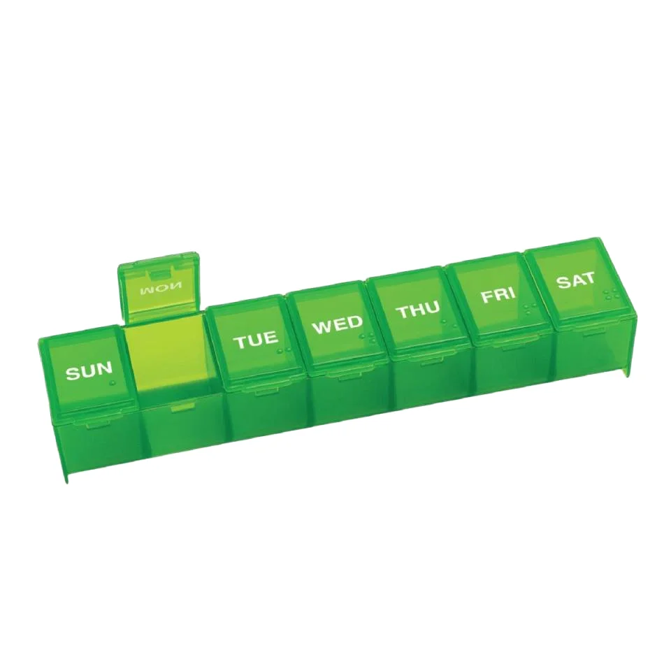 Advanced Rectangle Organizer Box Weekly Pill Case Vitamin Fish Medicine Box with Push Button Plastic Large Daily Pill Cases