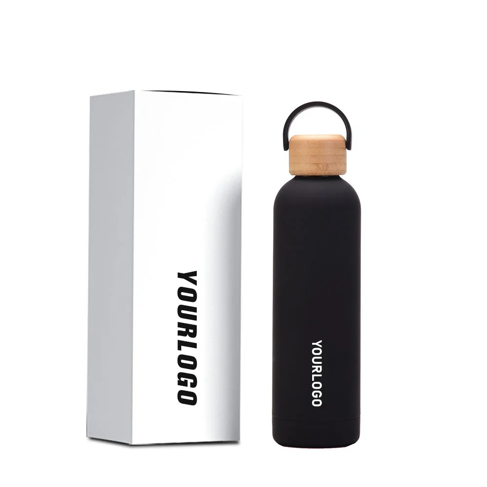 custom aluminium spray logo printing 750ml portable drinking stainless steel hot water bottle water bottles with logo