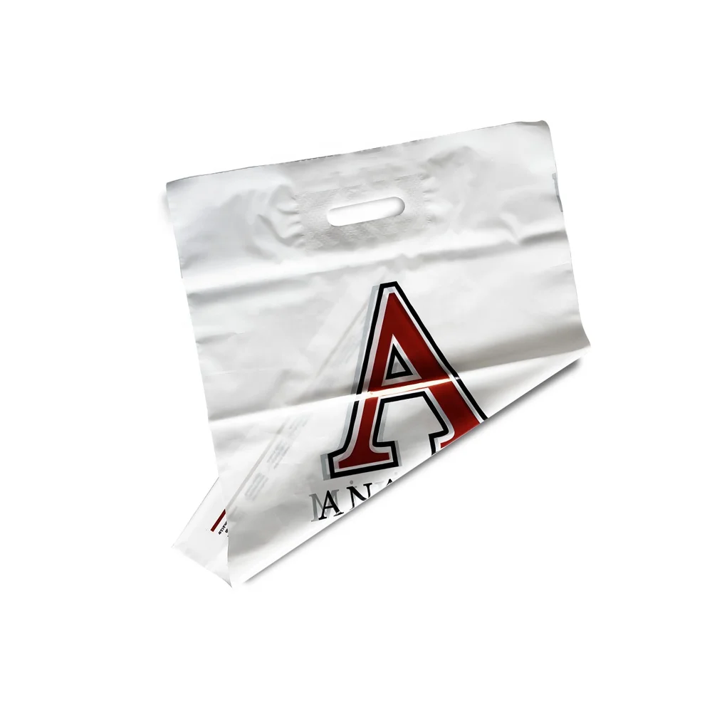 MDPE Disposable Wholesale Reinforced Die Cut Plastic Bag with Logo for Shopping from the Manufacturer