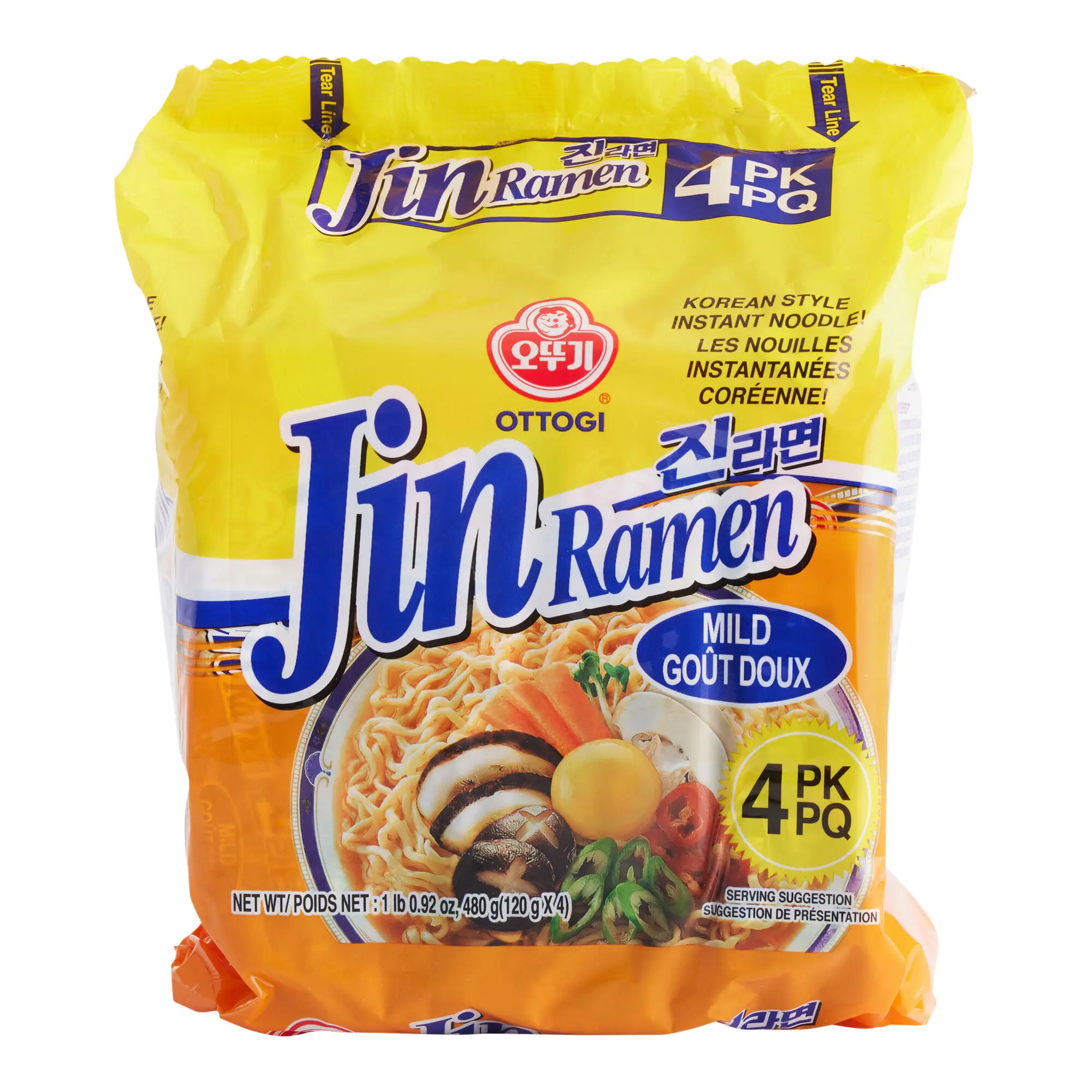 Ottogi Jin Ramen Mild - MultiPack (5 x 120 gr)Korean Ramen Instant Noodles