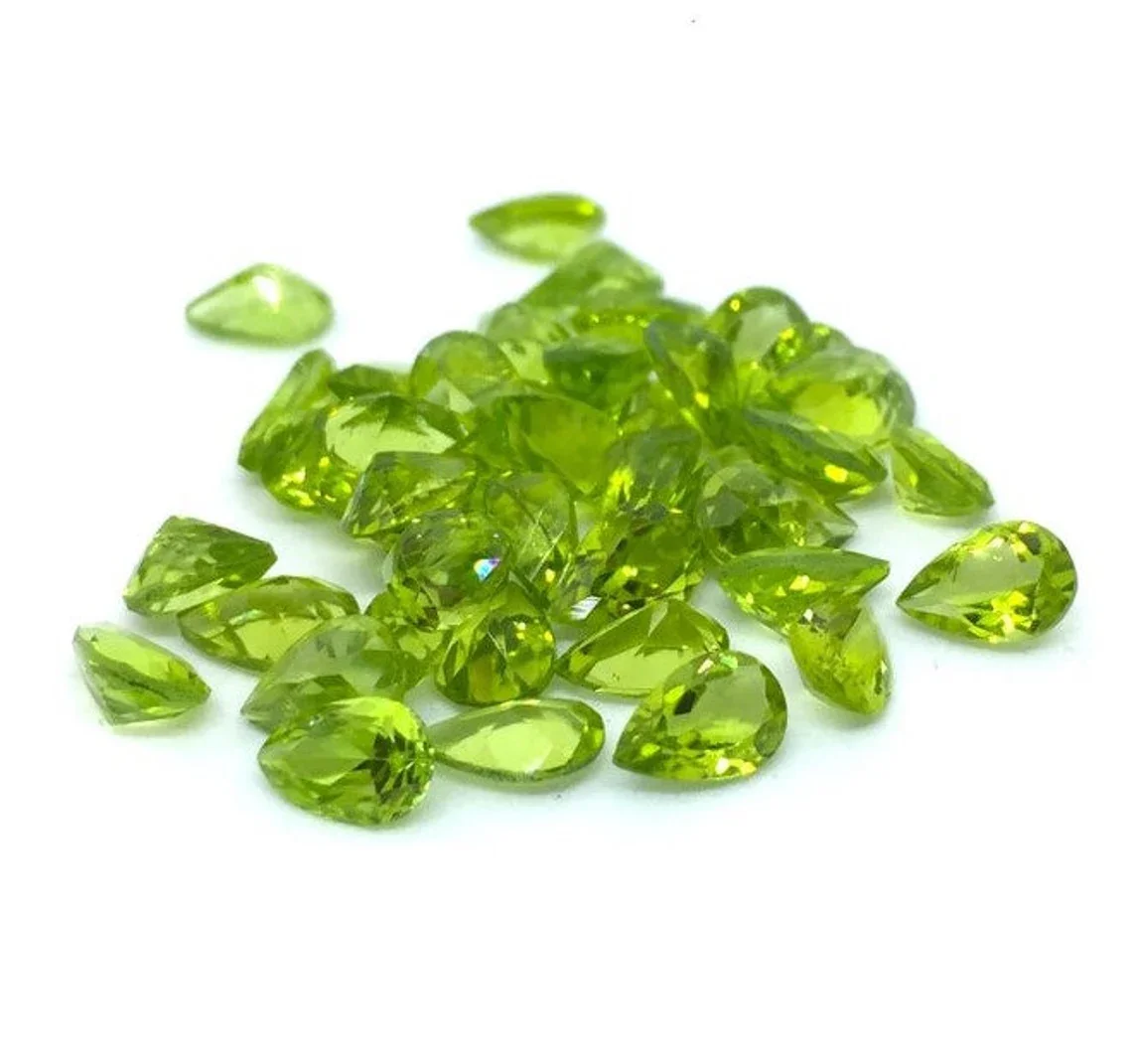 Pear Shape Facet Cut Peridot Loose Stone All Size Faceted Gemstone