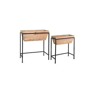 Home Decor  Modern Plant Pot Small Cactus Planter Pot With Bamboo Stand Wooden Stand Manufacturer