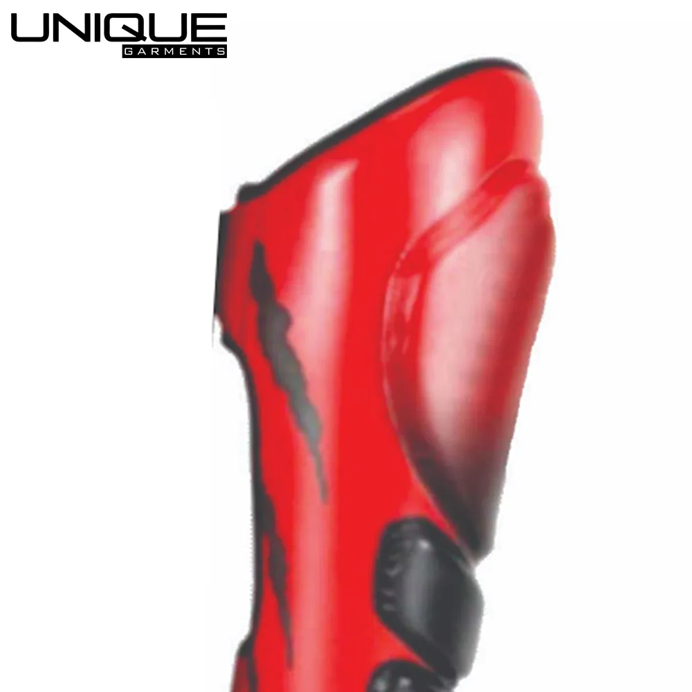 Red And Black Color Wholesale Rate Customized Logo Print Premium Quality Shin Guard By UNIQUE GARMENTS INDUSTRIES