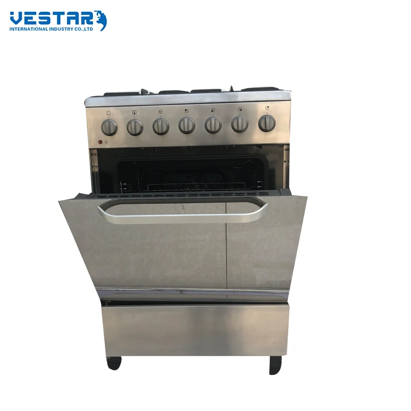 Heavy Duty Free Stand Rack Double Range 4 Burner Gas Cooker Stove Standing Oven