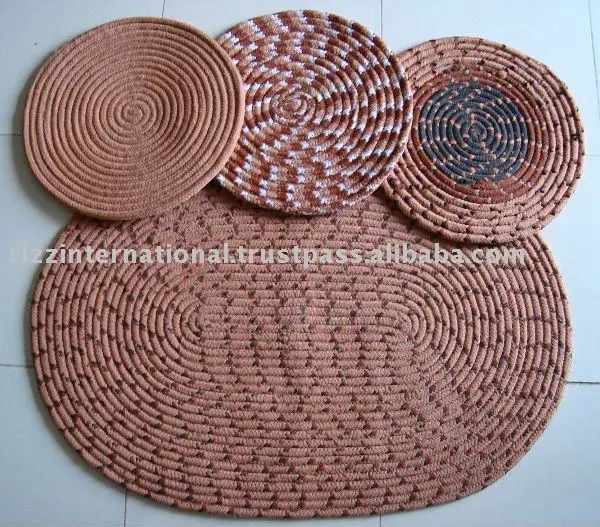 Braided Placemats Set of 6 Table Mats for Dining Tables Woven Washable Non-Slip Place mats Jute fibers and braided