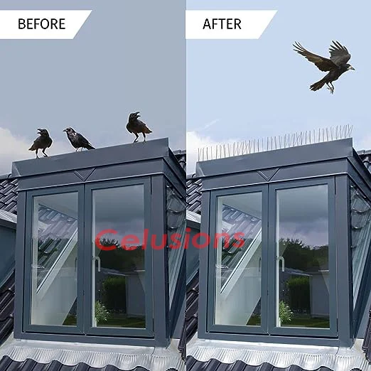 Hot Selling Anti Pigeon Outdoor Usage Transparent Flexibility Design Good Prices Bird Spikes with 30 stainless steel spikes