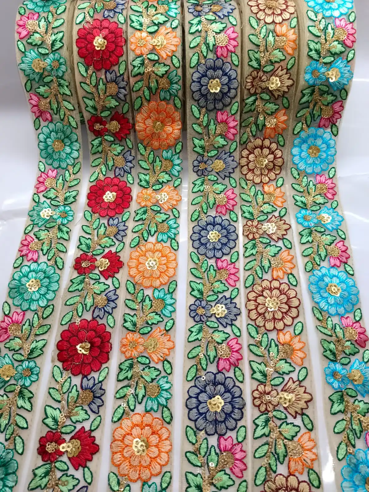 New Arrival High Quality Multi Color Polyester Embroidery Tulle Net Chemical  Lace Trim Flower Lace Hot Sale