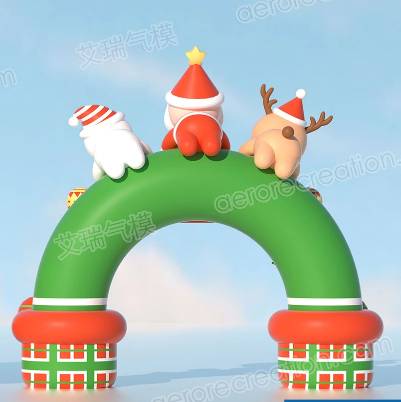 Aero Self-developed New Events Outdoor Inflatable Christmas Arch Giant Christmas Santa Arch Blow Up