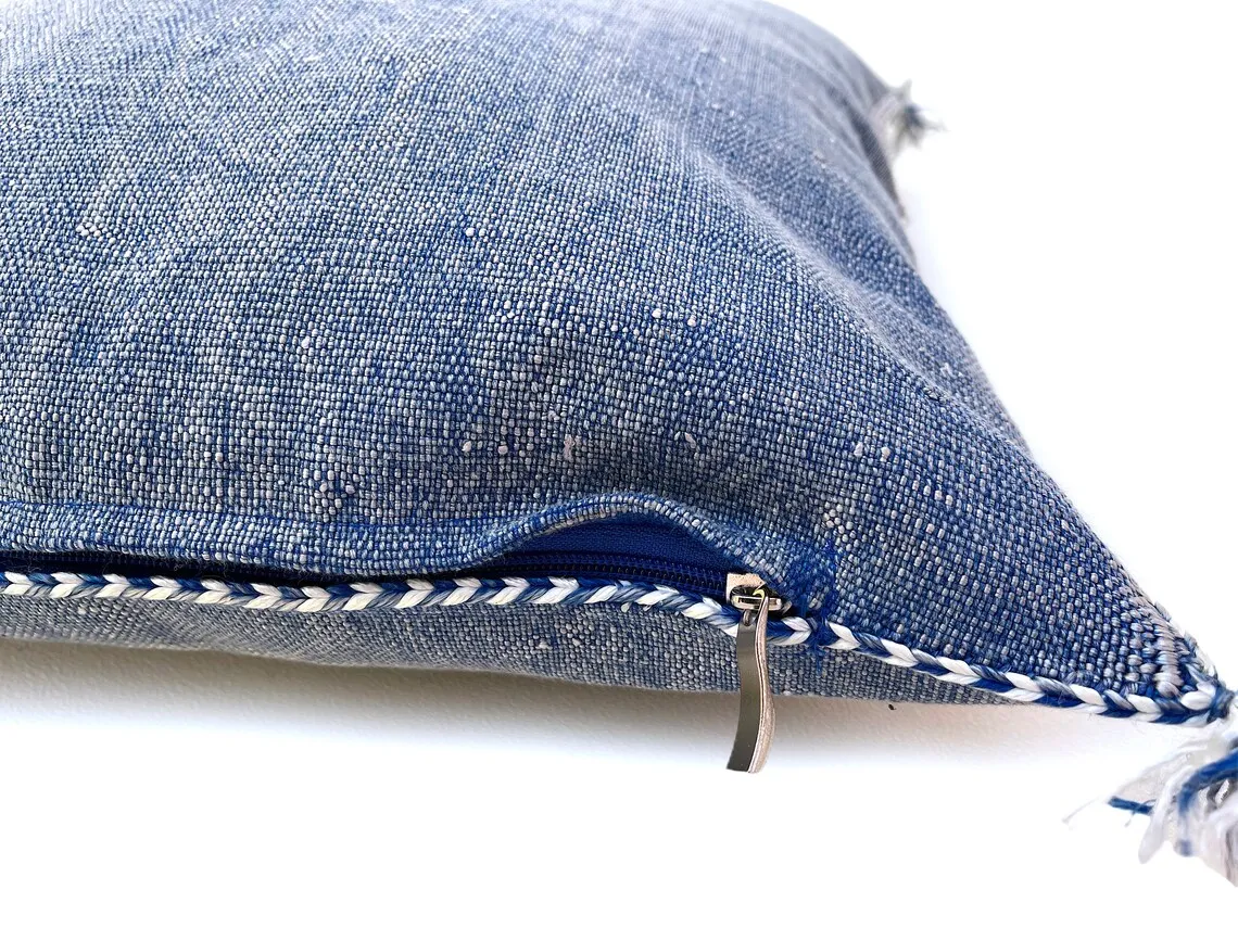 48 x 48 cm Blue Silk Pillow Embroidered Cactus Decorative Throw Pillow Cover for Dressing up Your Space