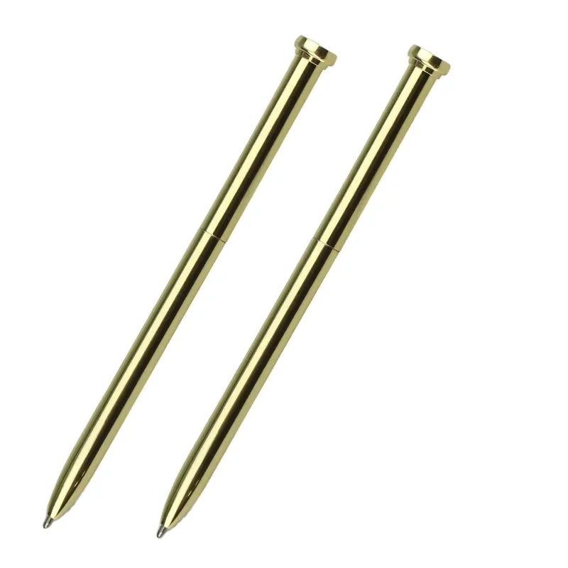 Stainless steel slim ballpoint pen plating silver pink and gold metal nail shape cross ball pens