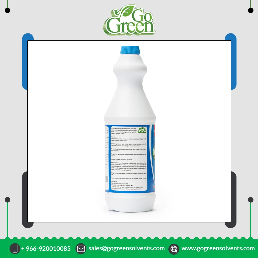 Bleach Liquid 5 % 1 LTR Colorless Liquid Cleaner for Bleaching Stain Remover and Germs Protection from Saudi Arabia Origin