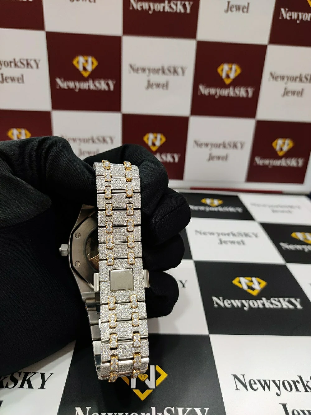 New Brand High Quality Autometic Movement Iced Out Luxury Customized Hip Hop Vvs Moissanite Diamond Wrist Watch For Men  Women