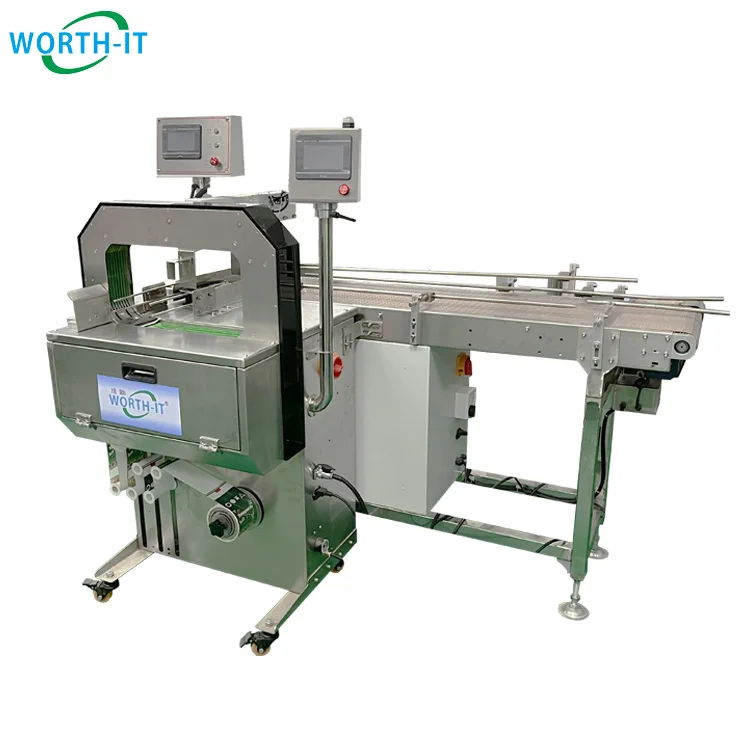 Automatic Bander Transport Conveyor Belt Paper Tape OPP Plastic Healthy Fresh Food Box Bundling Banding Machine
