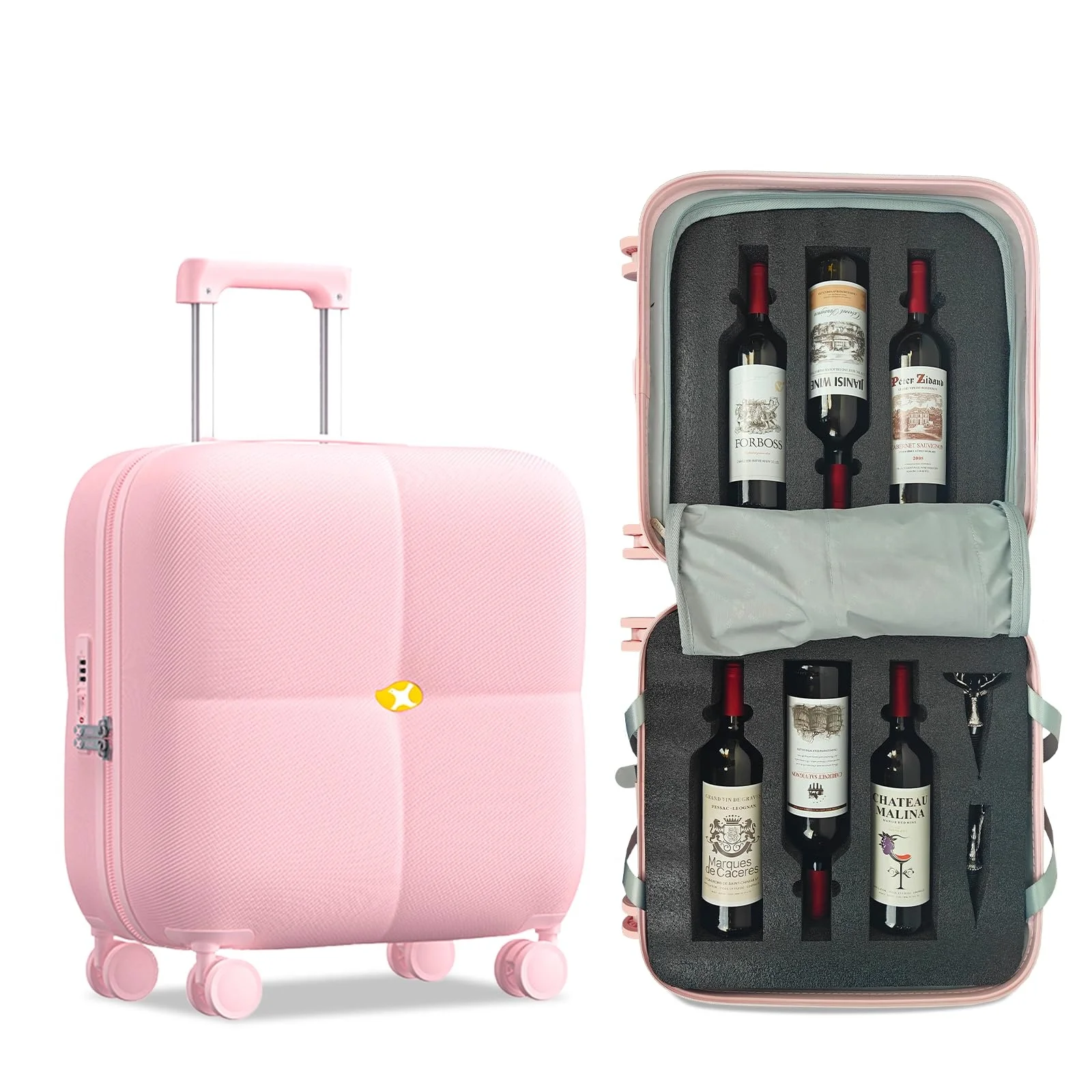 New Design 20' carry on luggage Holds 6 Standard 750 ML Bottles Wine Bottle Luggage Case Trolley Suitcase For Wine Connoisseurs
