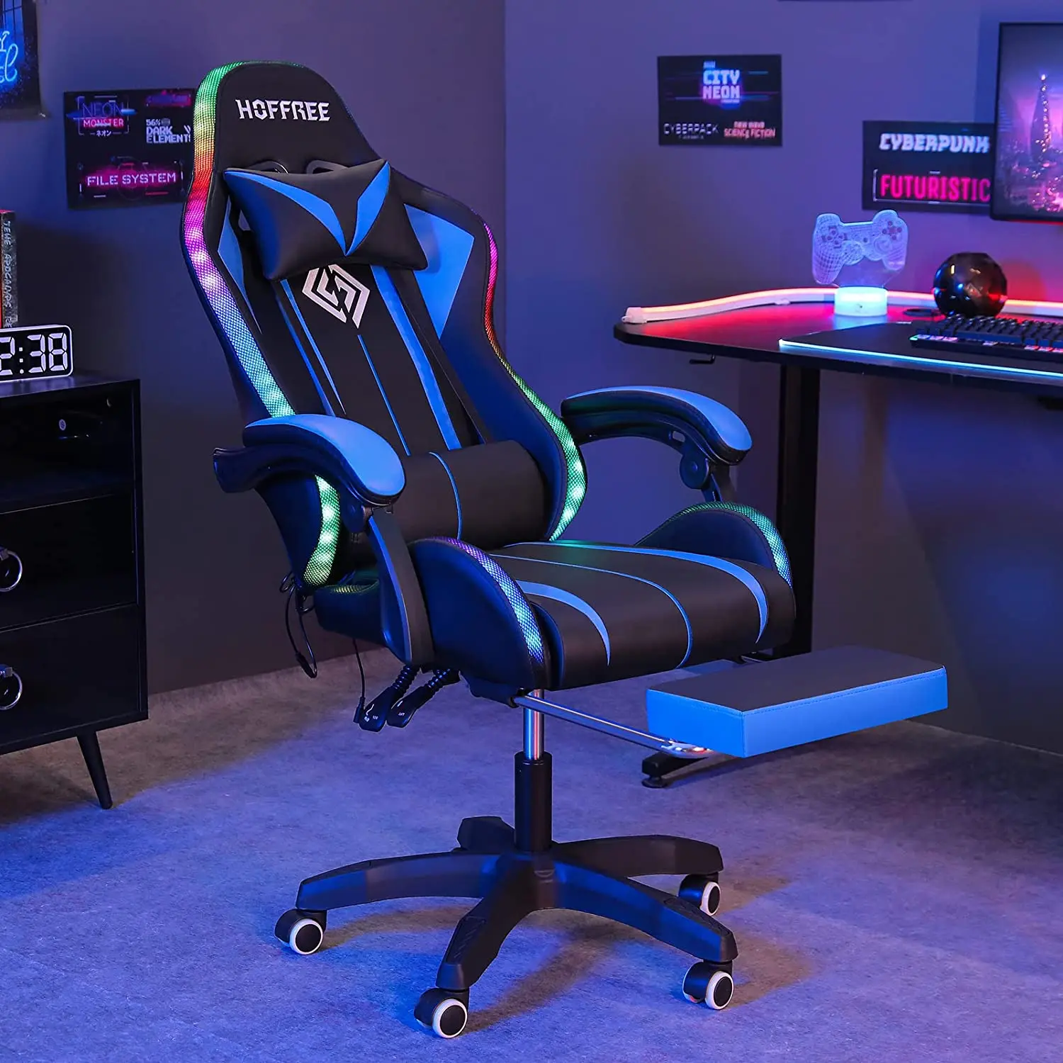 Gamer Revolving RGB Chair Racing LED Gaming Chair Computer PC chair with backrest adjustable for silla gamer