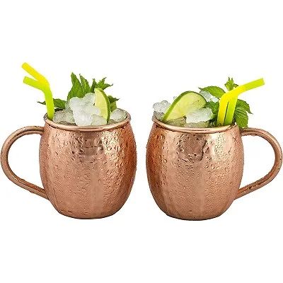 king international Stainless Steel Moscow Mule Coffee Beer Mug Cup , Hammered Copper Mug Beer Drinking Mug with Handle