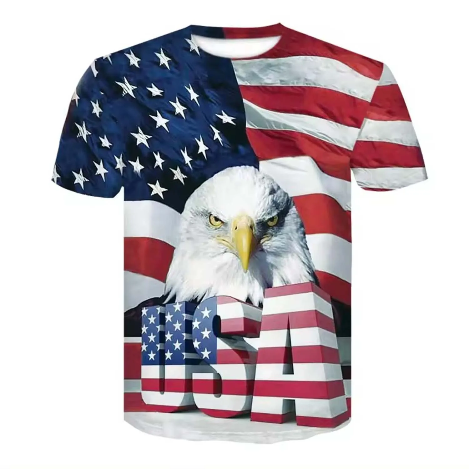 American 3D Printing Half Sleeves Sublimation T shirt for Men  Heavyweight Polyester Boxy Fit T shirt for All Season