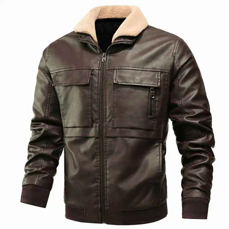 Men Custom High Quality Hot Sale Slim Fit Cotton Bomber Leather Jacket Windproof Hooded With Fur Bomber Jacket For Men