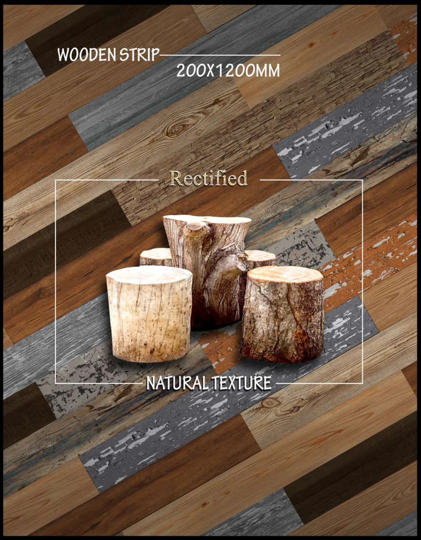 Ceramic oak solid wood quality parquet flooring high end  interior floor tiles 200x1200 mm