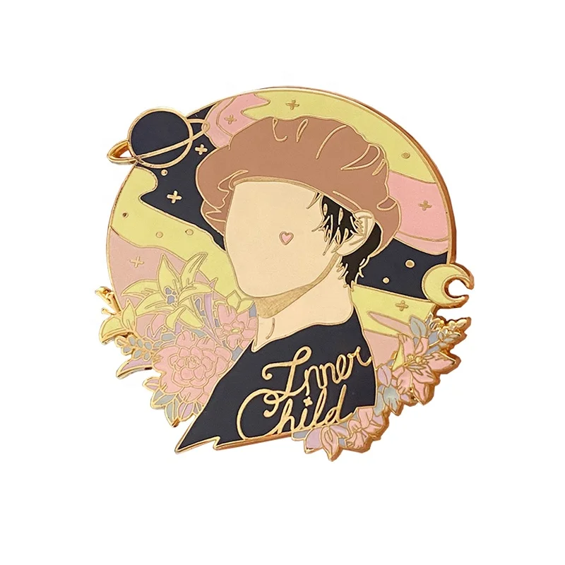 Custom red cool Oblong a lot of letter cheap lapel pin  No Minimum order hand enamel zinc alloy Badge Brooch For Girls Gift