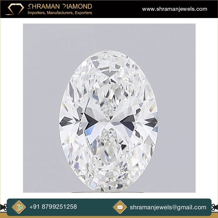 Indian Exporter of High Quality Oval Cut 1 Carat and VVS2 Clarity Lab Grown Moissanite Loose Diamonds for Engagement Rings
