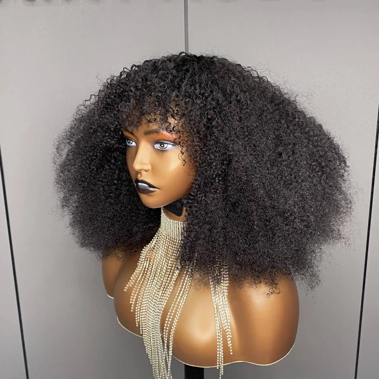 Machine 250% Wholesale Afro Kinky Curl Brazilian Human Hair Wigs Machine Made Wig Bob Curly Pixie Wig For Women With Baby Hai