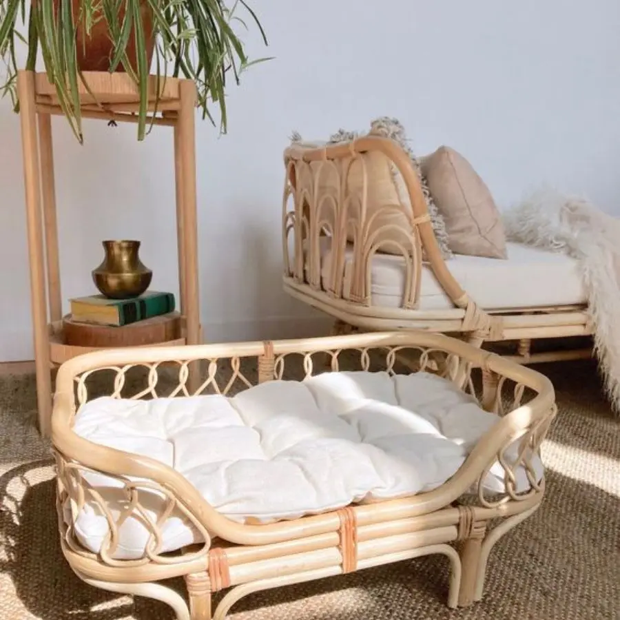 Wholesale Pet wicker crib with mattress made of high quality rattan, cheap price, made in Vietnam
