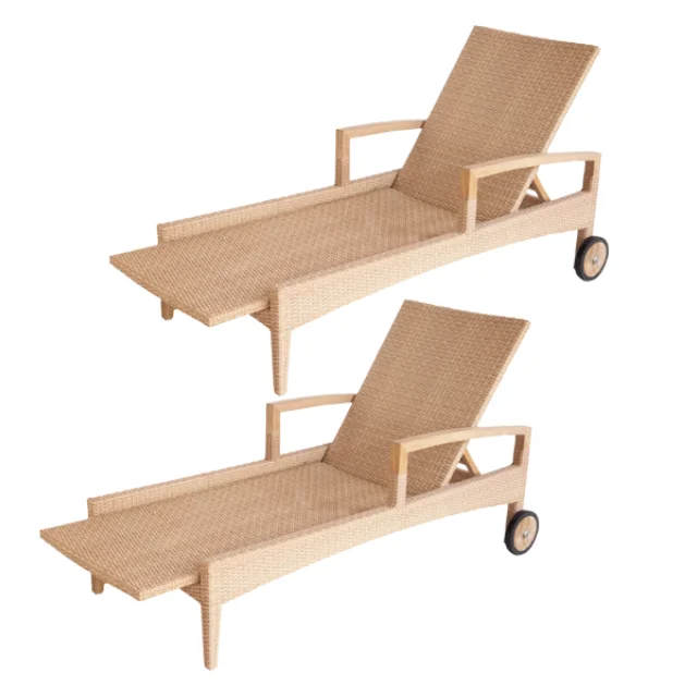 New Product High Quality Rattan Sun Loungers Outdoor Sunbed Beach Chair Natural Folding Chair Direct Factory