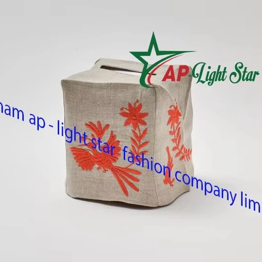 Vietnam High Quality Embroidered Tissue Box Cover Luxury Kitchen Wood Bamboo Plastic Square Storage Organizer for Home Use