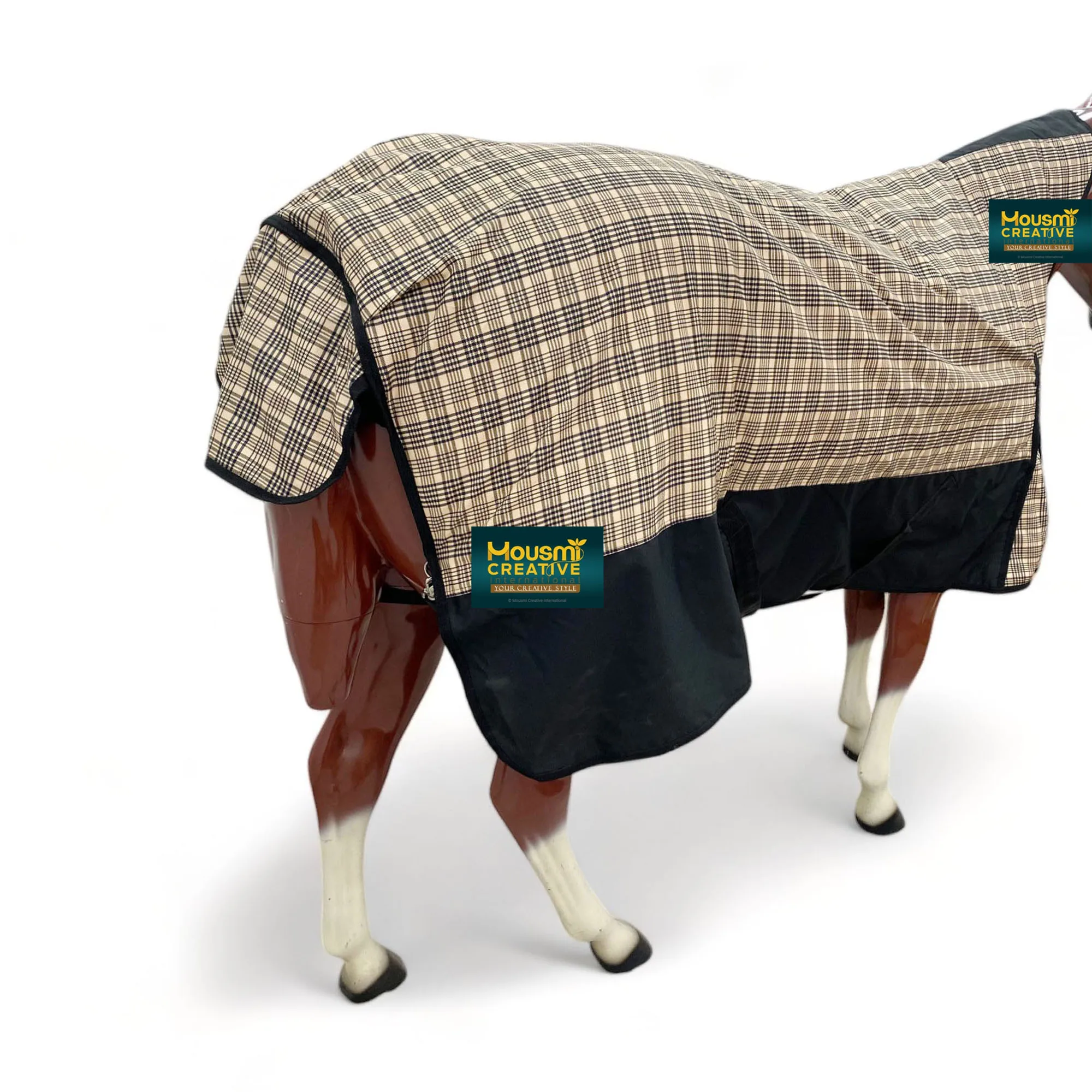 OEM 1200D Ripstop Premium Winter Horse Turnout Rug Custom Filling Nova Check Outer Multiple Designs & Seasons Half Neck Rug Sale