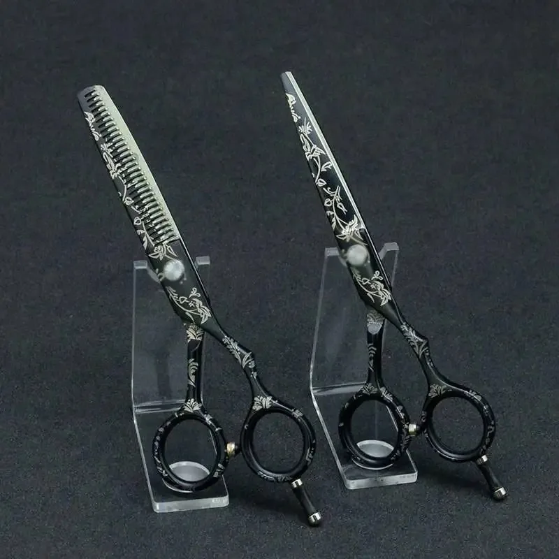 Top Best 6' High Quality Barber Scissors Unique Paper Print Design for Hair Dressing and Eyelash Tweezers Beauty Type