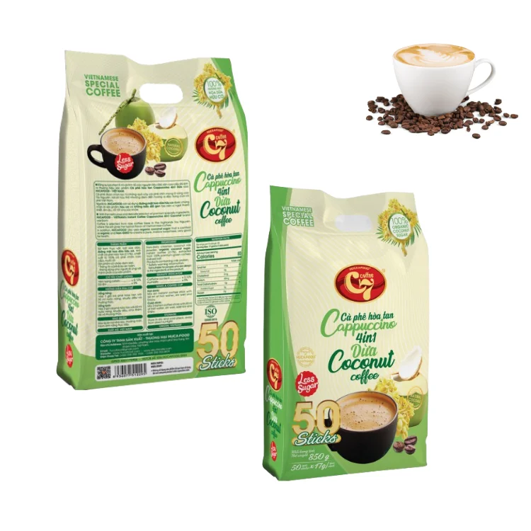 Vietnamese Instant Coffee Cappuccino 4 In 1 Customized Label Using With Hot Water Taste As Coconut Coffee From Vietnam Supplier