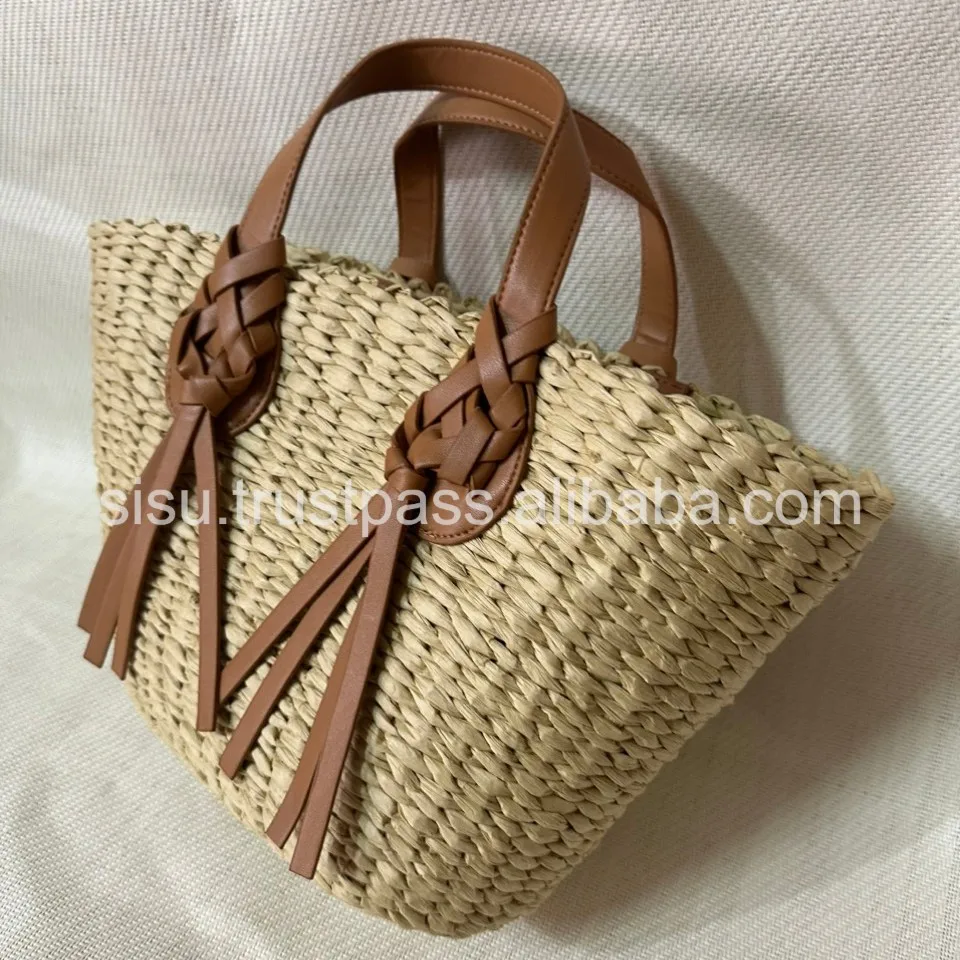 Handmade Luxury Tote Handbag Beach Bag Handle Raffia Straw Bag Eco-Friendly New Design crochet tote bag